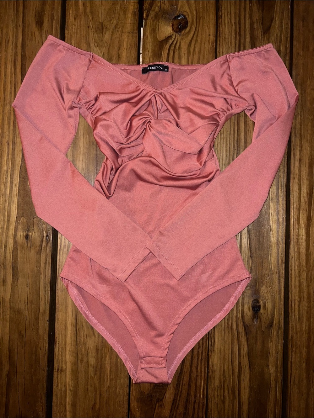 Trendyol Pink Long Sleeve Ruched Bodysuit